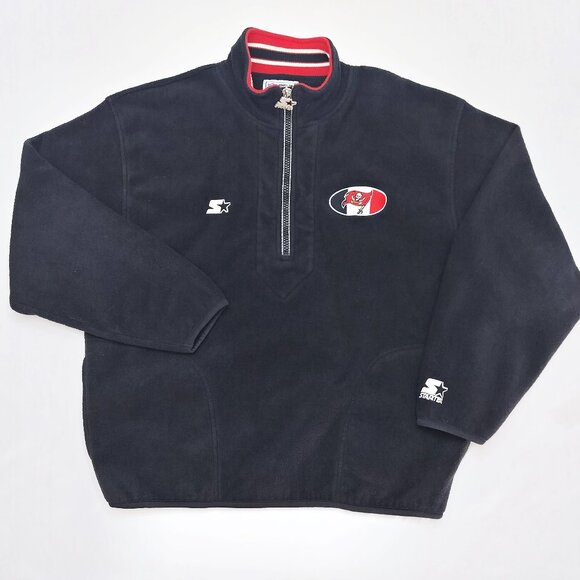 Vintage STARTER NFL Tampa Bay Buccaneers 1/2 Zip Fleece Sweatshirt Black Sz XL - Picture 1 of 8